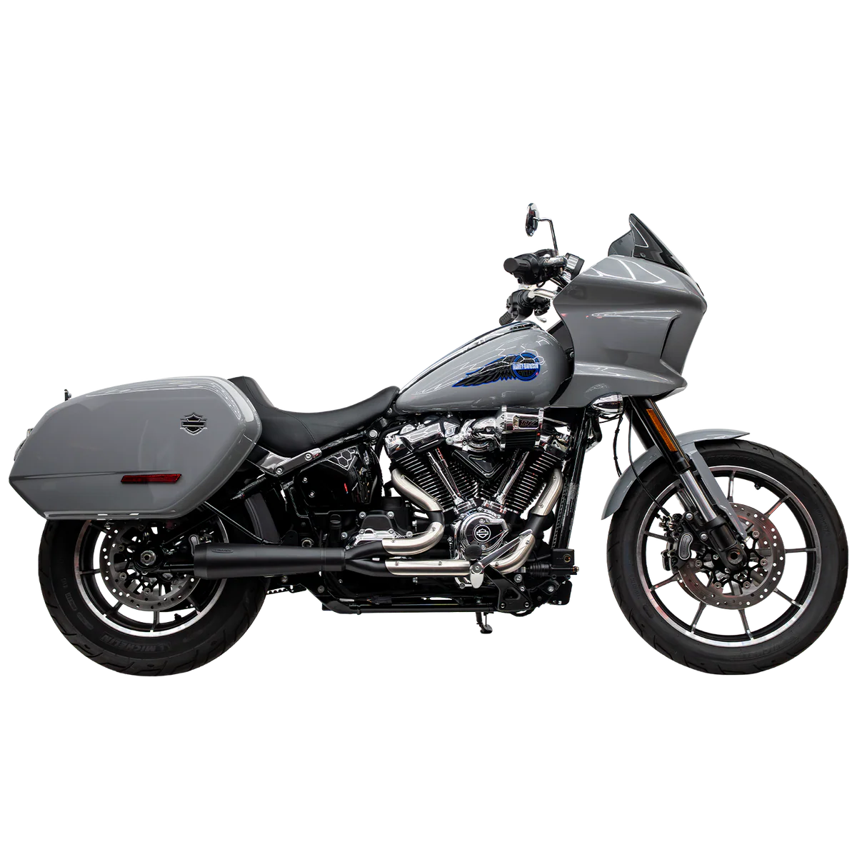 Black Assault: 2 Into 1 Harley-Davidson Softail Exhaust (25+ Softails w/t saddlebags)