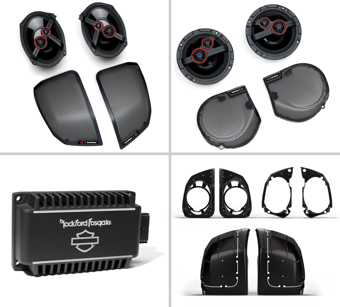 Harley-Davidson Audio Powered By Rockford Fosgate Stage III 4-Speaker Kit – With Saddlebag Lid Cut-In System