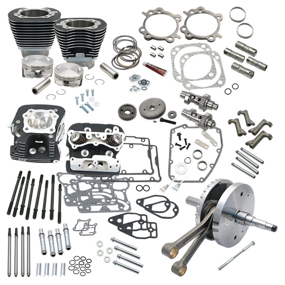 124" Hot Set Up Kit® With S&S Cylinder Heads For 2006 HD® Dyna® models and all 2007-'17 Non-Balanced Big Twins - Wrinkle Black