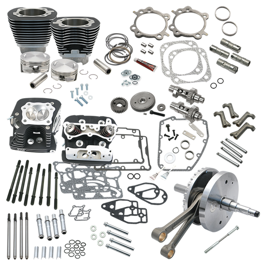 124" Hot Set Up Kit® With S&S Cylinder Heads For 2006 HD® Dyna® models and all 2007-'17 Non-Balanced Big Twins - Wrinkle Black