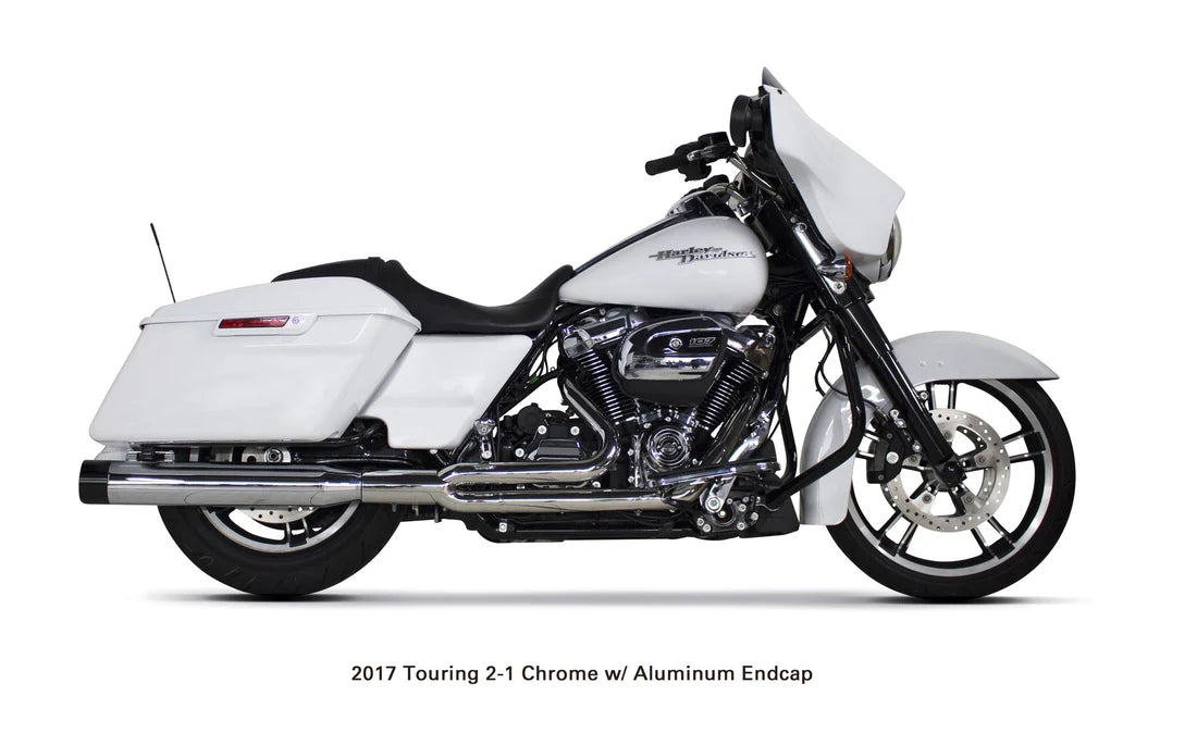 Harley-Davidson Bagger/Touring/Trike (2017-2021) 2-1 Full System CHM/BLK end caps